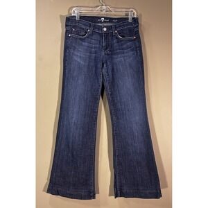 7 For All Mankind Dojo Jeans Womens Sz 28 Dark Blue Flare Boho Western 32x30